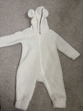 omighty Cream Sherpa Hooded One-Piece with Ear Details
